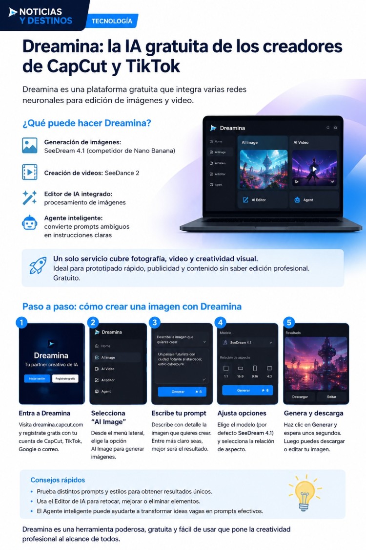 Dreamina: la inteligencia artificial gratuita de TikTok que crea im&aacute;genes y videos en minutos
