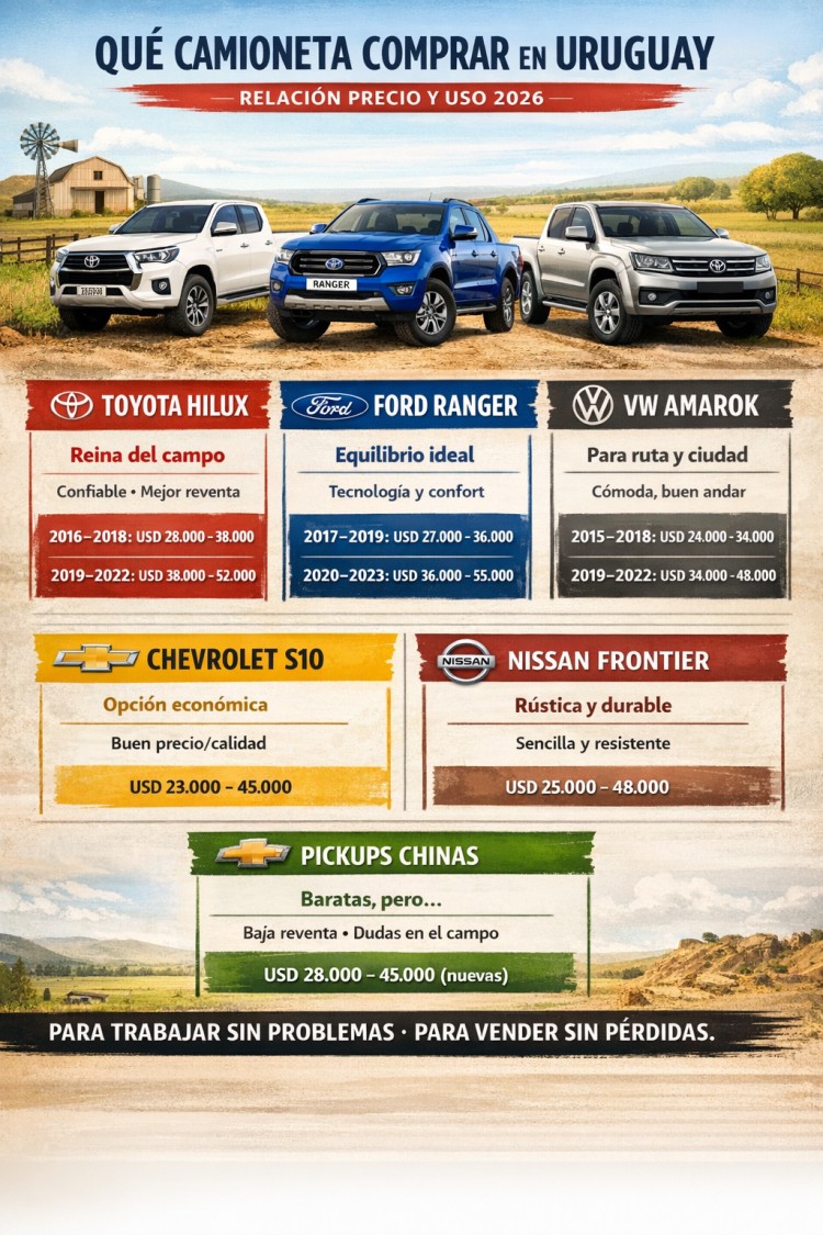 Cada vez m&aacute;s uruguayos dudan antes de comprar una camioneta: esta gu&iacute;a cambia la decisi&oacute;n
