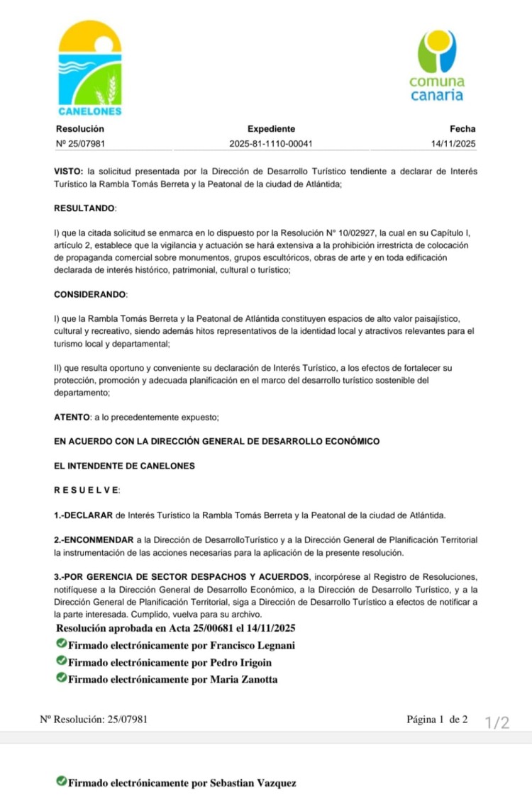 Atlántida: la Rambla Tomás Berreta y la Peatonal son declaradas de Interés Turístico