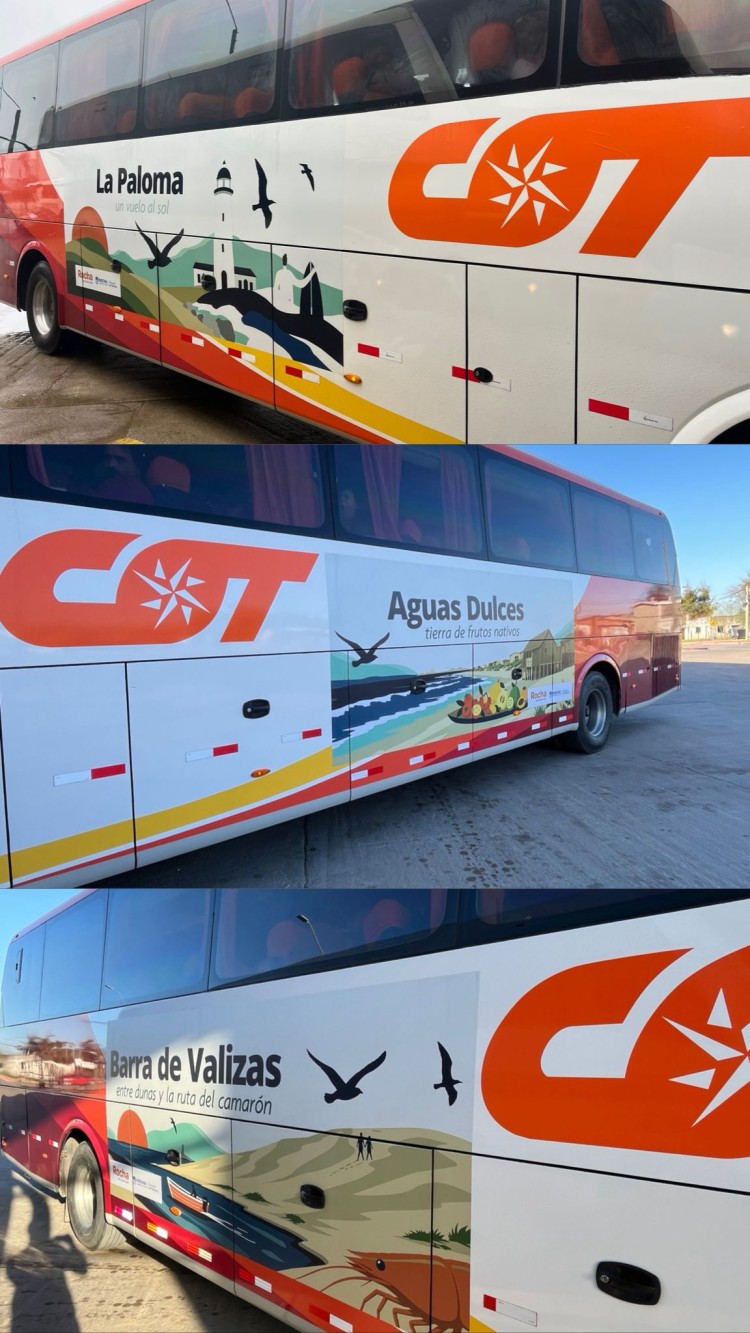Rocha promociona sus atractivos tur&iacute;sticos en buses nacionales e internacionales